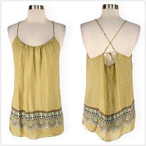 Massimo Dutti 100% Silk Boho Medallion Paisley Print Silk Cami Summer Top M